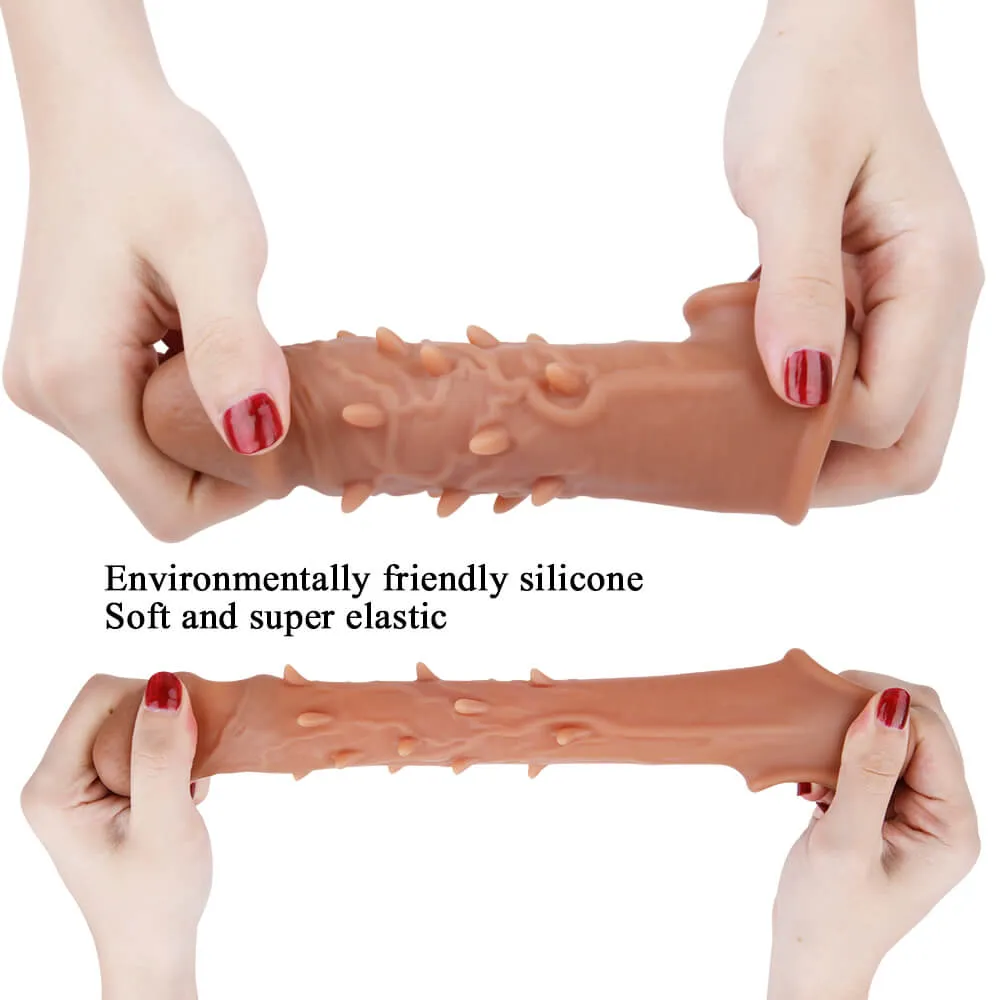6.3in Penis Stretcher Lifelike Super Elastic Spiked Sleeve
