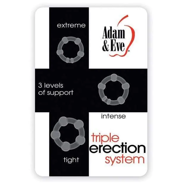Adam & Eve - Triple Erection System Cock Ring Pack of 3 (Clear)