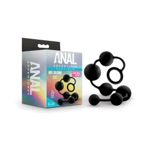 Anal Adventures Platinum - Silicone Large Anal Beads - Black
