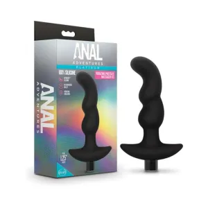 Anal Adventures Platinum - Silicone Vibrating Prostate Massager 03- Black