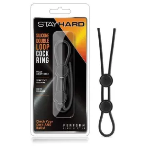 Blush Novelties - Stay Hard Silicone Double Loop Cock Ring (Black)