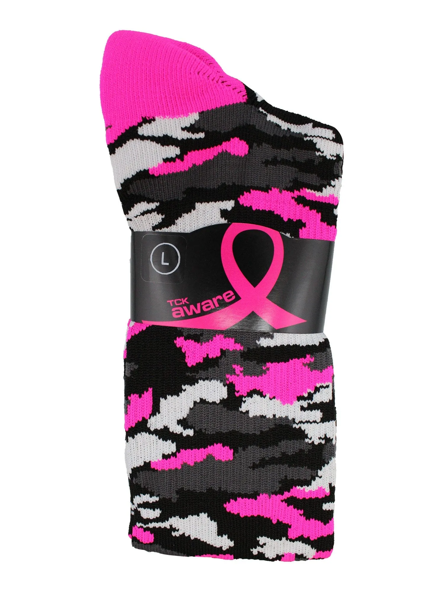 Breast Cancer Awarness Socks Pink Camo Over The Calf