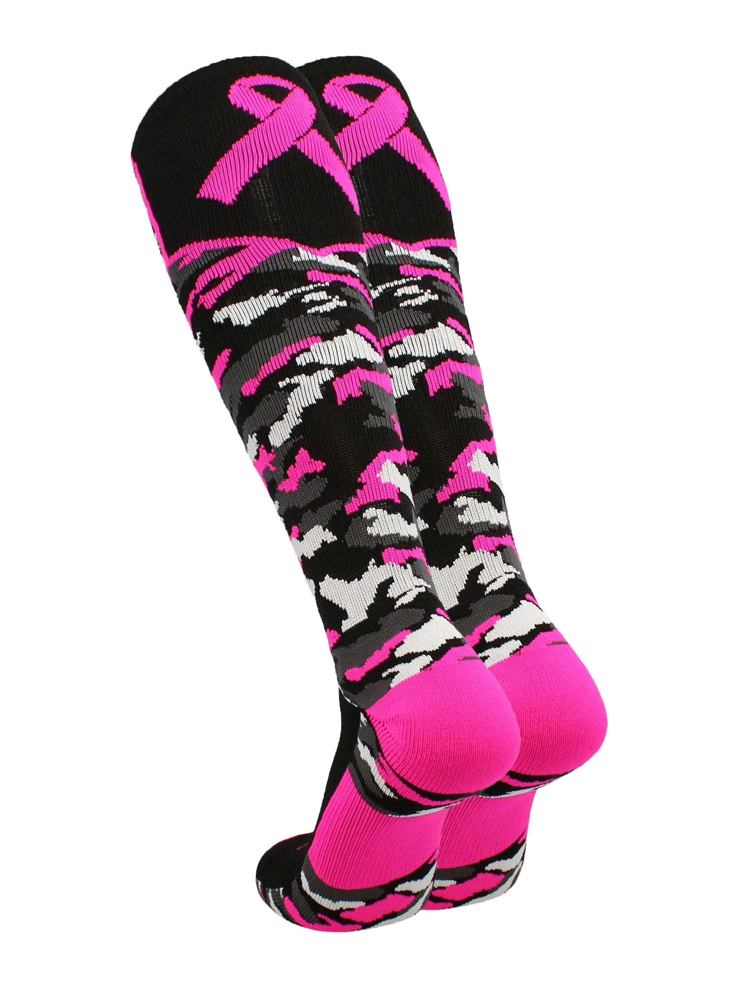 Breast Cancer Awarness Socks Pink Camo Over The Calf