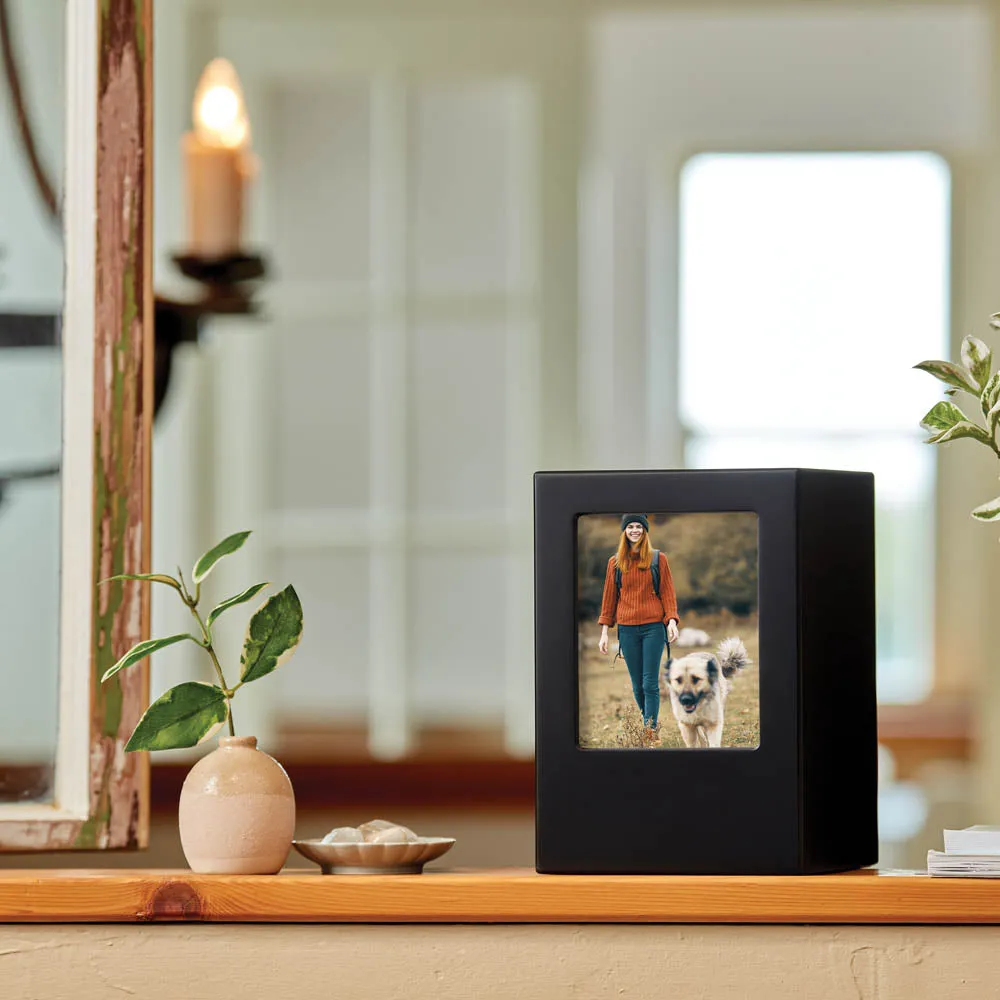 Cremation Photo Urn in Black