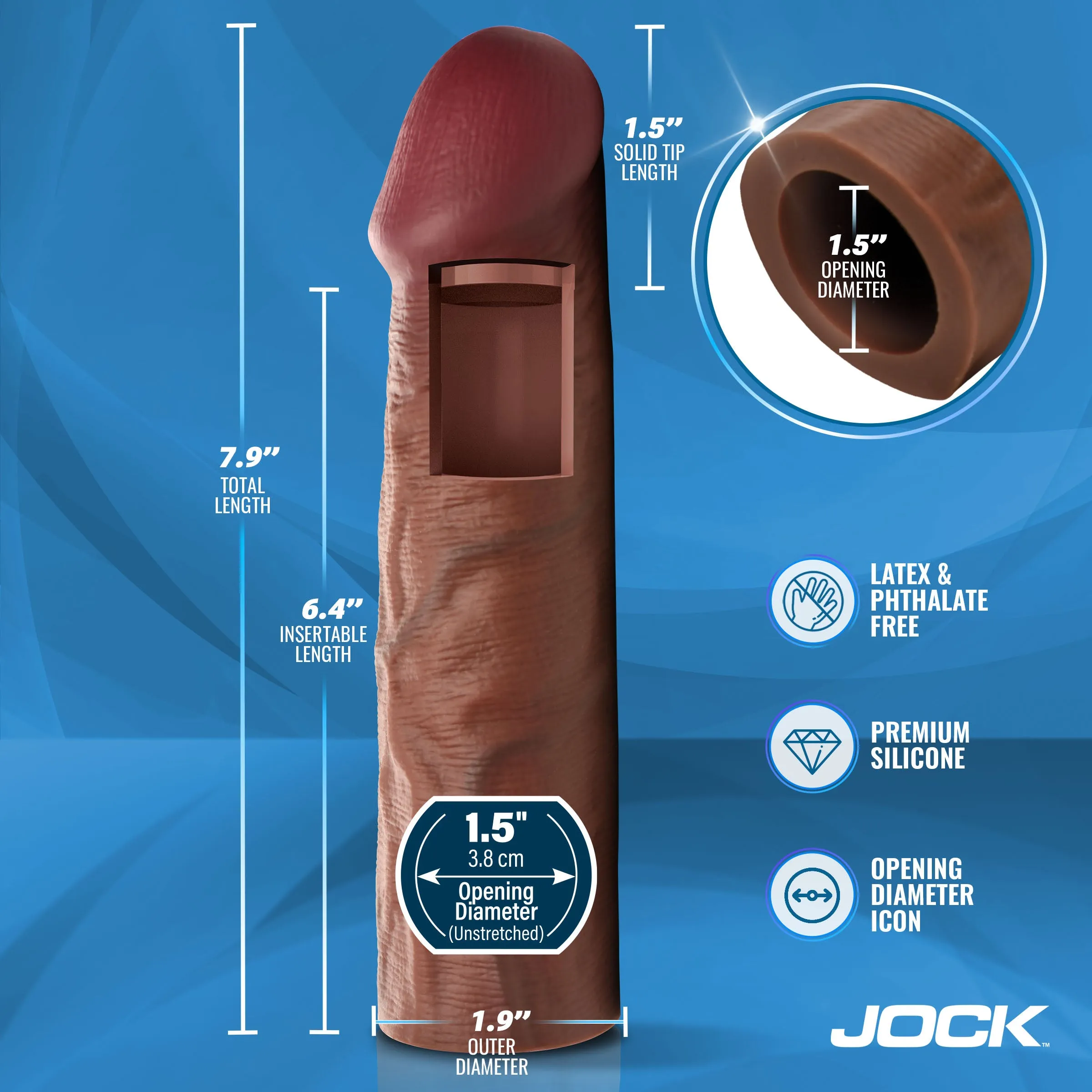 Enhancers 1.5 Silicone Penis Extension Sleeve - Dark
