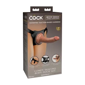 King Cock Elite Comfy Silicone Body Dock Kit With Dildo Tan/Black