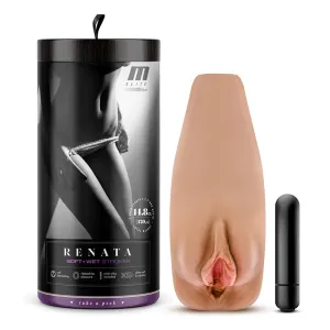 M Elite Soft   Wet Renata Vagina Stroker with Bullet Vibrator Tan