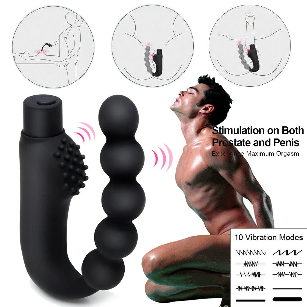 Male Prostate Massage Butt Plug 10 Frequencies Vibrating Sex Toy