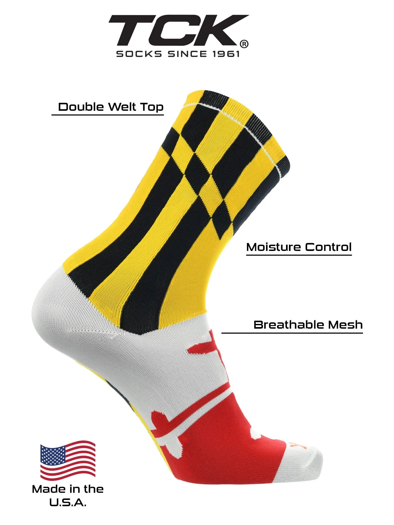 Maryland Flag Socks Crew Length