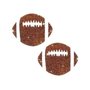 Neva Nude - Football Glitter Pasties Nipple Covers O/S (Brown)