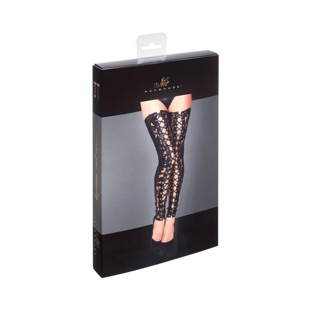 Noir Handmade Lace And Powerwetlook Stockings M