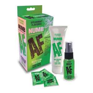 Numb AF Spearmint Flavored Densitizing Collection Cream. Spray & Mints