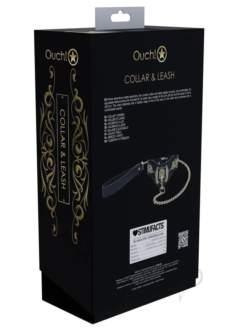 Ouch London Coll Collar Leash Blk