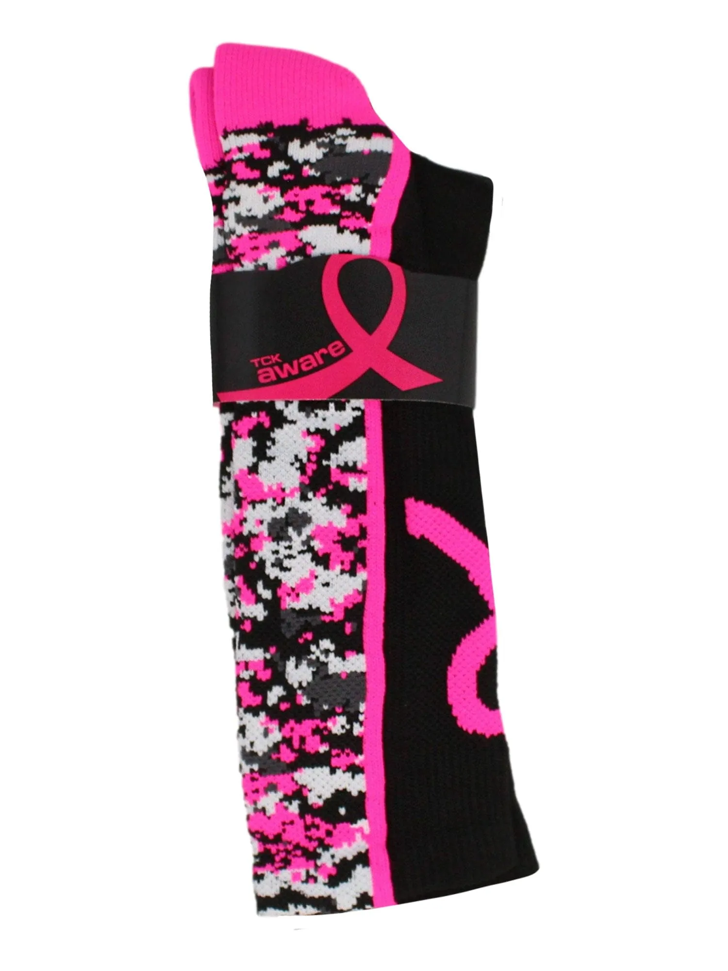 Pink Awarness Sports Socks Digital Camo Crew