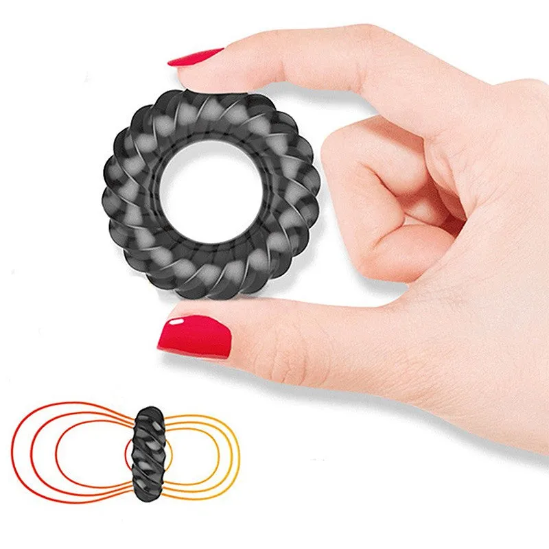 QUYUE 3D Spiral Penis Trainer Delay Ejaculation Tight Cock Ring