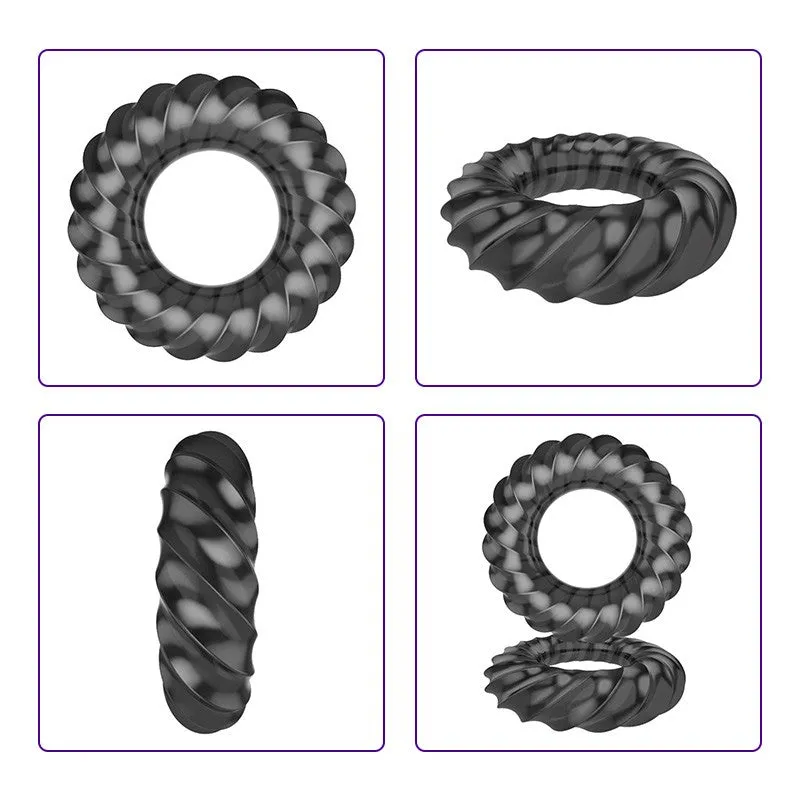 QUYUE 3D Spiral Penis Trainer Delay Ejaculation Tight Cock Ring