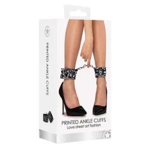 Shots - Ouch Love Street Art Fashion Printed Ankle Cuffs (Black)