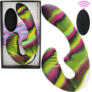 Tandem Strapless Strap-On Vibrator Lesbian Double Ended Pegging Dildo Sex Toy
