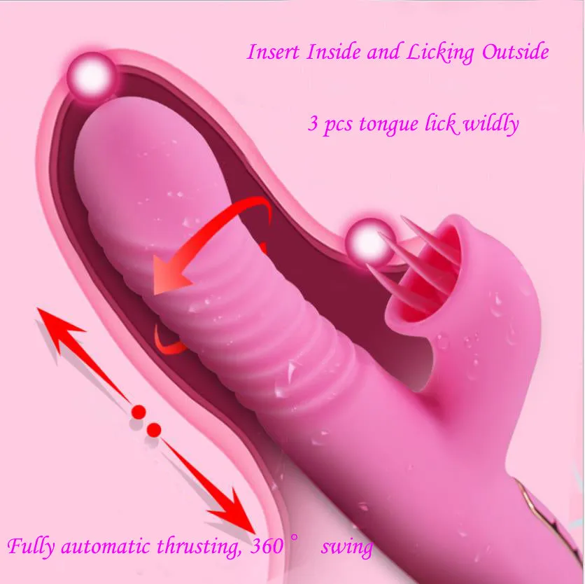 Thrusting Anal Plug Toy Dibe Rotating Tongue Licking Vagina Vibrator