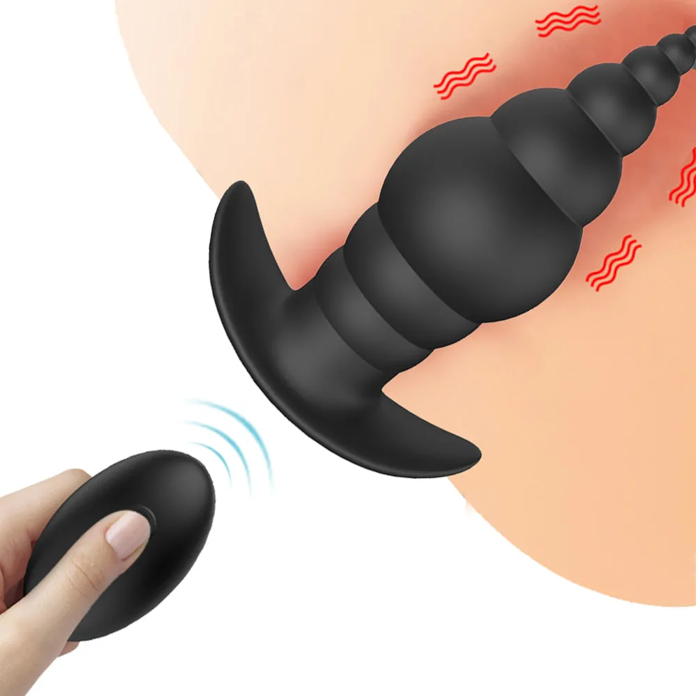 Wearable Wireless Anal Plug Beads Rotation Vibrator Prostate Massager