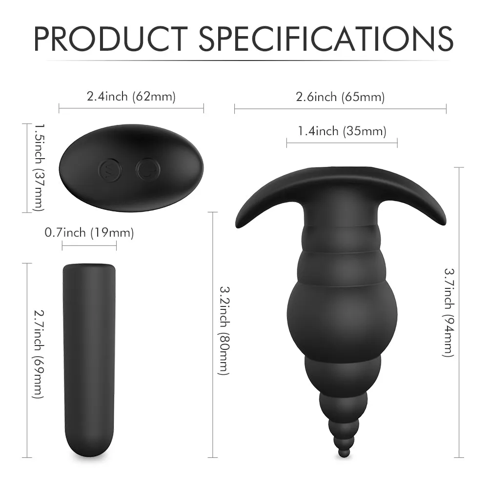Wearable Wireless Anal Plug Beads Rotation Vibrator Prostate Massager