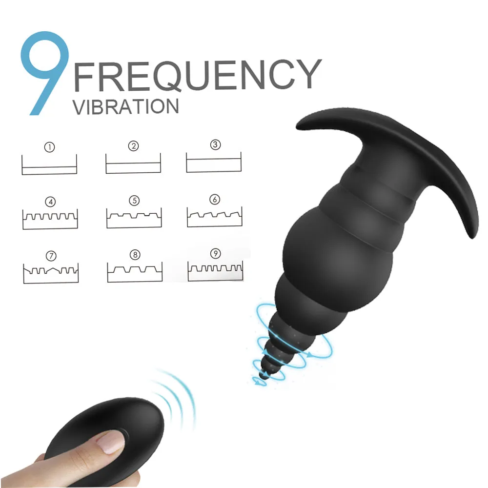 Wearable Wireless Anal Plug Beads Rotation Vibrator Prostate Massager