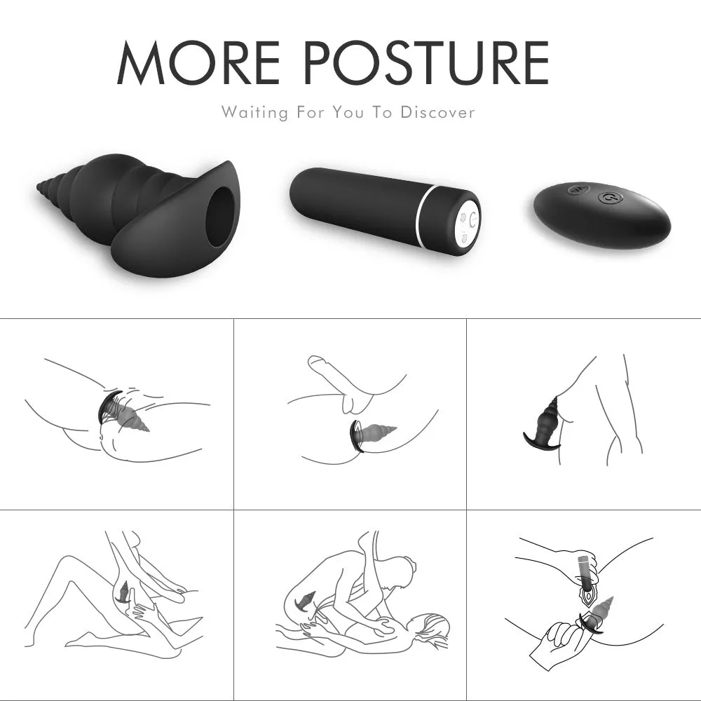 Wearable Wireless Anal Plug Beads Rotation Vibrator Prostate Massager
