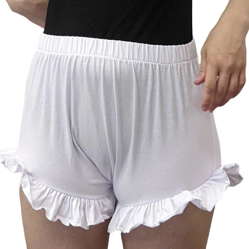 White Ruffle Leg Bloomer Shorts